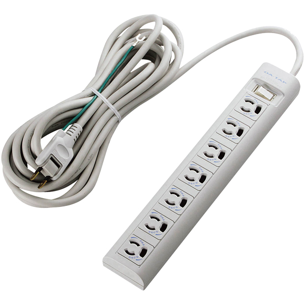 OAタップ/3P/7個口/マグネット/抜け止め/スイッチ/5.0m