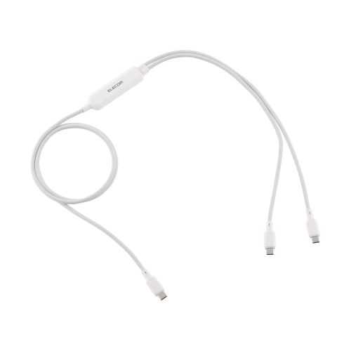 2in1 USBケーブル/Type-C+Type-C/ナイロンメッシュ/USB Power Delivery対応/最大140W/1.2m/ホワイト