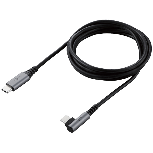 USB2.0ケーブル/C-Cタイプ/L字コネクタ/認証品/USB Power Delivery対応/3A出力/1.5m/ブラック