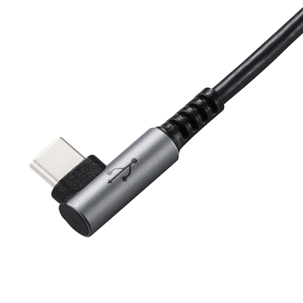 USB2.0ケーブル/C-Cタイプ/L字コネクタ/認証品/USB Power Delivery対応/3A出力/1.5m/ブラック