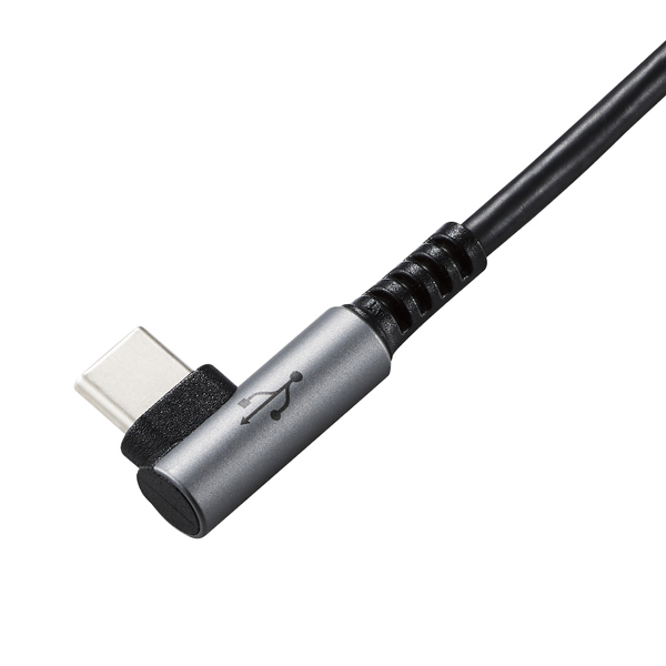USB2.0ケーブル/C-Cタイプ/L字コネクタ/認証品/USB Power Delivery対応/3A出力/2.0m/ブラック