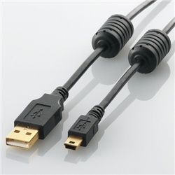 USB2.0ケーブル/フェライトコア付 A-miniBタイプ/2.0m(ブラック)