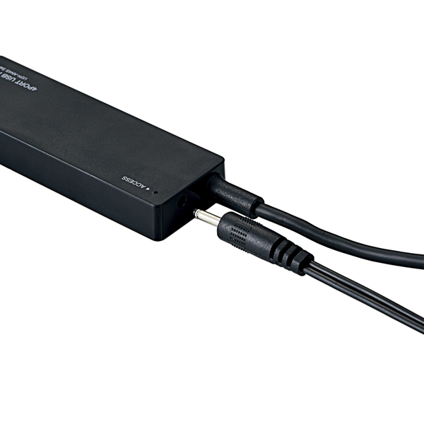 USB2.0ハブ/ACアダプタ付/セルフパワー/4ポート/ブラック