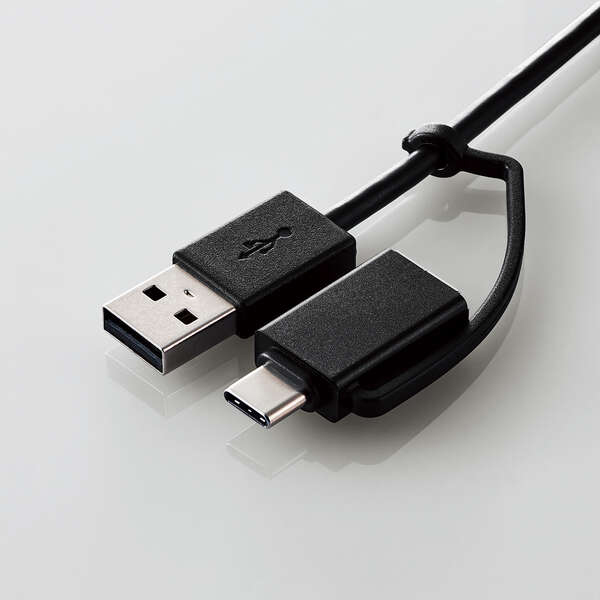 USB HUB2.0/Type-C変換アダプタ付き/カラフルモデル/バスパワー/4ポート/ブラック
