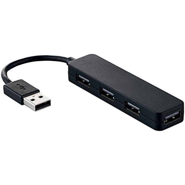 USB2.0ハブ/カラフルモデル/バスパワー/4ポート/ブラック