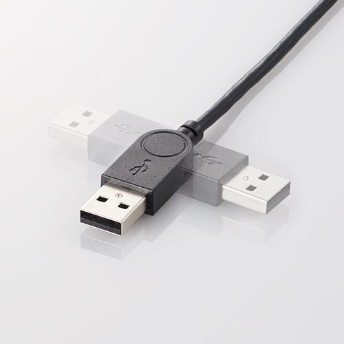 USB2.0ハブ/機能主義/バスパワー/4ポート/10cm/ブラック