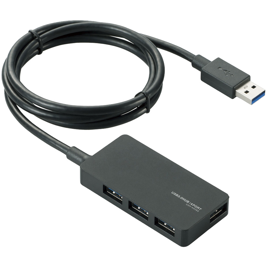 USB3.0ハブ/ACアダプタ付/セルフパワー/4ポート/ブラック