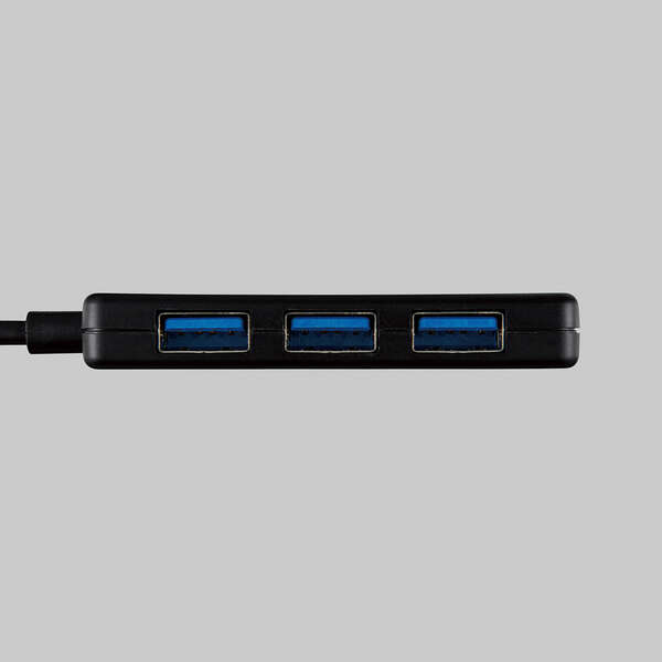 USB HUB/USB5Gbps/Type-C変換アダプタ付き/コンパクト/バスパワー/4ポート/ブラック