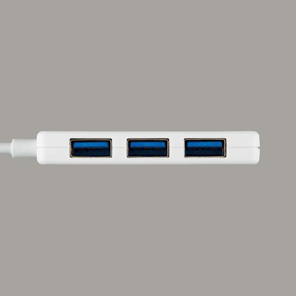 USB HUB/USB5Gbps/Type-C変換アダプタ付き/コンパクト/バスパワー/4ポート/ホワイト