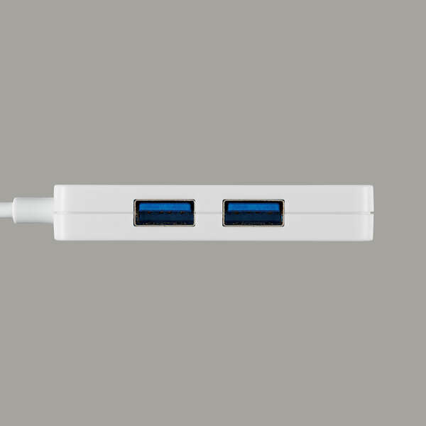 USB HUB/USB5Gbps/Type-C変換アダプタ付き/ケーブル固定/バスパワー/3ポート/ホワイト