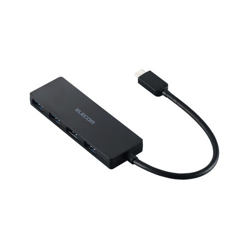 USB HUB/USB-C/USB5Gbps/バスパワー/4ポート/15cm/ブラック