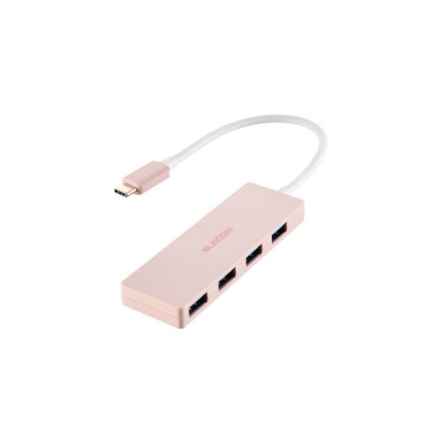 USB HUB/USB-C/USB5Gbps/バスパワー/4ポート/15cm/ピンク