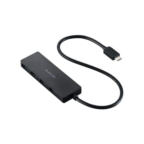 USB HUB/USB-C/USB5Gbps/バスパワー/4ポート/30cm/ブラック