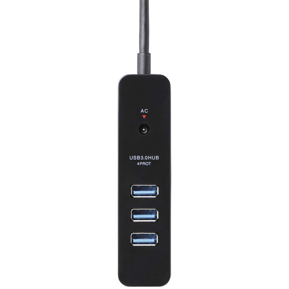 USB3.0ハブ/ケーブル直生え/セルフパワー/マグネット/4ポート/ブラック