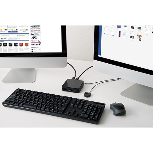 USB切替器/USB3.0/PC側4ポート/接続機器4ポート/手元スイッチ/ブラック