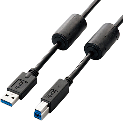 フェライトコア付きUSB3.0ケーブル(A-B)/3.0m/ブラック