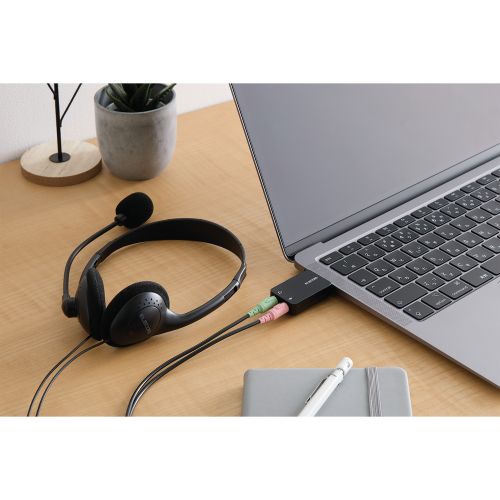 USBオーディオ変換アダプタ/USB Type-C/直差し/ブラック