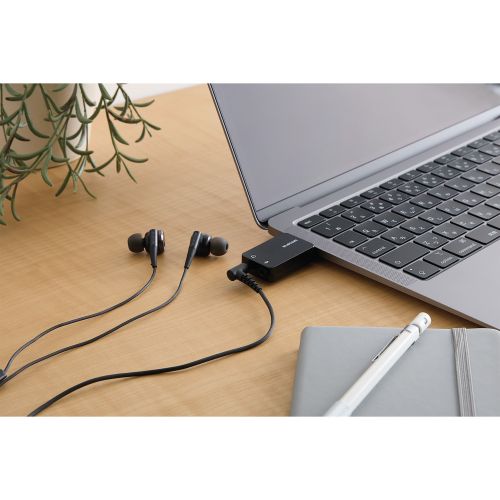 USBオーディオ変換アダプタ/USB Type-C/直差し/ブラック