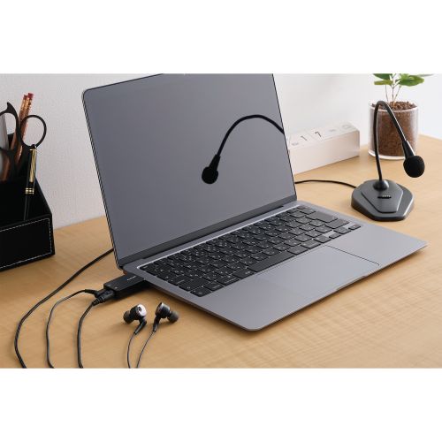 USBオーディオ変換アダプタ/USB Type-C/直差し/ブラック