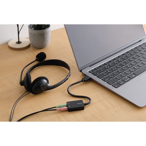 USBオーディオ変換アダプタ/USB Type-C/0.15m/ブラック