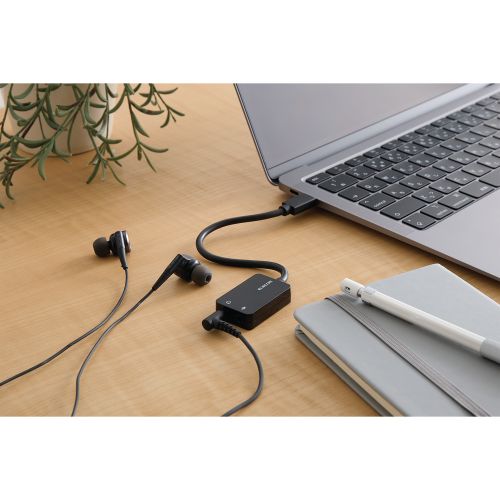 USBオーディオ変換アダプタ/USB Type-C/0.15m/ブラック