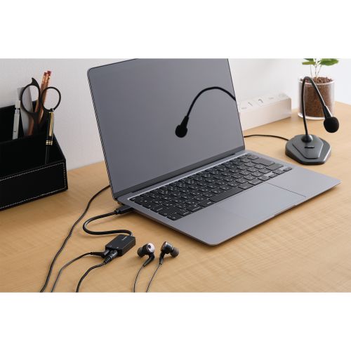 USBオーディオ変換アダプタ/USB Type-C/0.15m/ブラック
