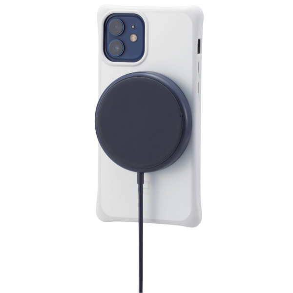 ワイヤレス充電器/マグネット内蔵/5W/卓上/ケーブル一体/1m/ネイビー