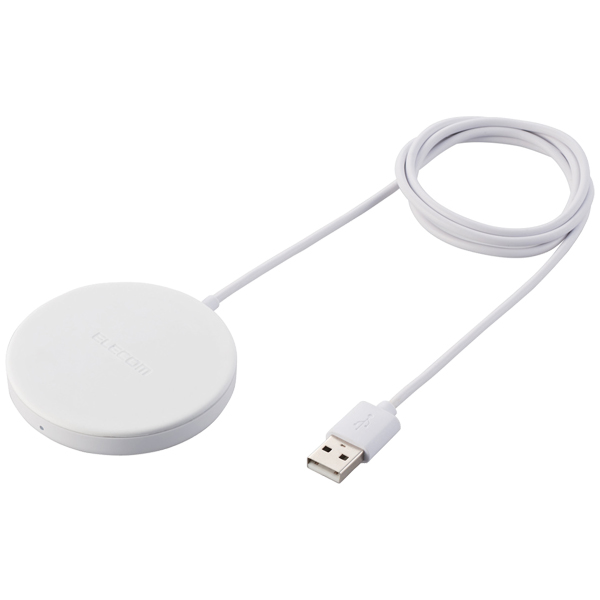 ワイヤレス充電器/マグネット内蔵/5W/卓上/ケーブル一体/1m/ホワイト
