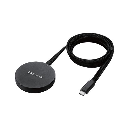マグネットQi2規格対応ワイヤレス充電器/15W/卓上/メッシュケーブル/ブラック