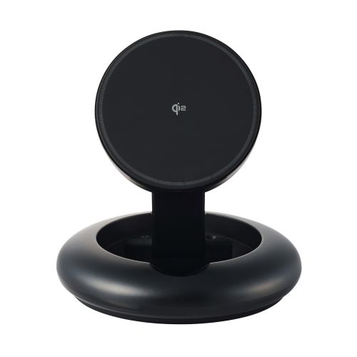マグネットQi2規格対応ワイヤレス充電器/15W/Type-C入力/折りたたみスタンド/ブラック