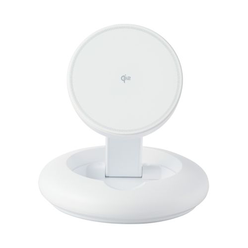 マグネットQi2規格対応ワイヤレス充電器/15W/Type-C入力/折りたたみスタンド/ホワイト