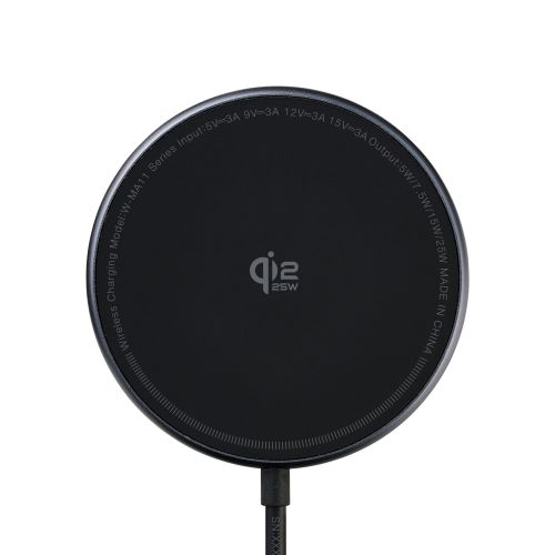 マグネットQi2.2規格対応ワイヤレス充電器/25W/卓上/1.5m/ブラック