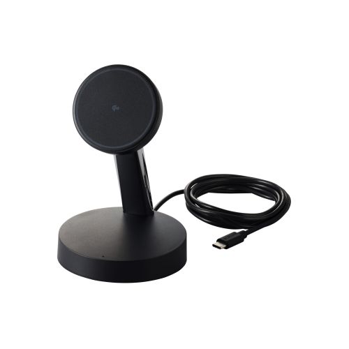 マグネットQi2規格対応ワイヤレス充電器/15W/スタンドタイプ/1.5m/ブラック