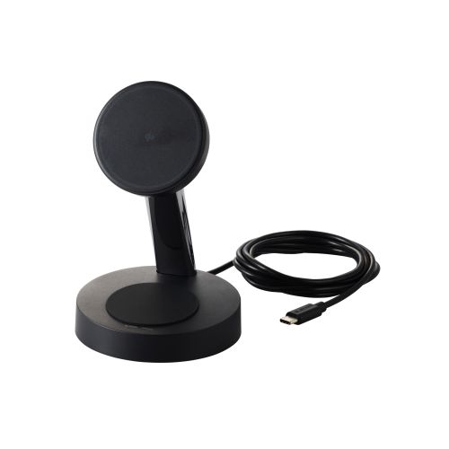 マグネットQi2規格対応ワイヤレス充電器/15W+5W/スタンドタイプ/1.5m/ブラック