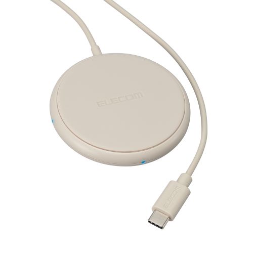 Qi規格対応ワイヤレス充電器/5W/卓上/ケーブル一体/1m/ベージュ