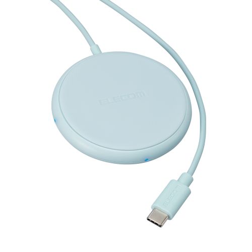 Qi規格対応ワイヤレス充電器/5W/卓上/ケーブル一体/1m/ブルー