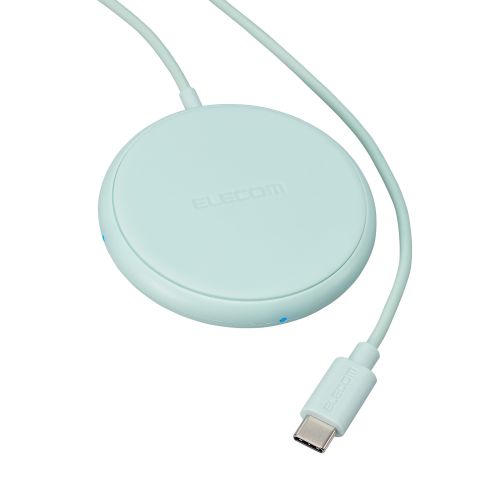 Qi規格対応ワイヤレス充電器/5W/卓上/ケーブル一体/1m/グリーン