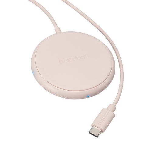 Qi規格対応ワイヤレス充電器/5W/卓上/ケーブル一体/1m/ピンク