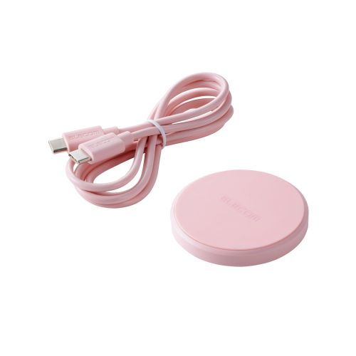 Qi規格対応ワイヤレス充電器/12W/EPP規格対応/卓上/ケーブル付属/1m/ピンク