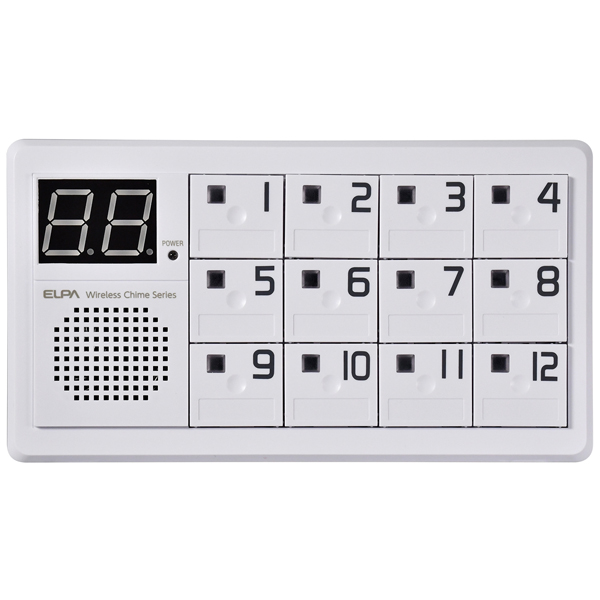 ワイヤレスチャイム 卓上押しボタン送信器6台+12ch受信器セット