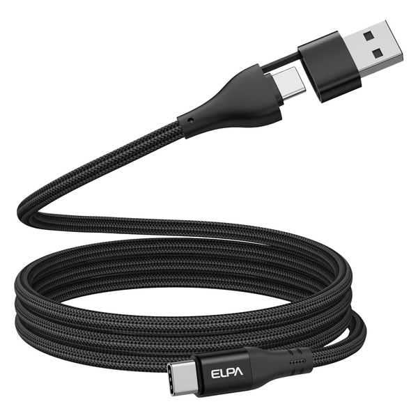 マグピタ マグネットUSBケーブル 丸形 ラウンド PD60W A＆C to C 1.0m ブラック