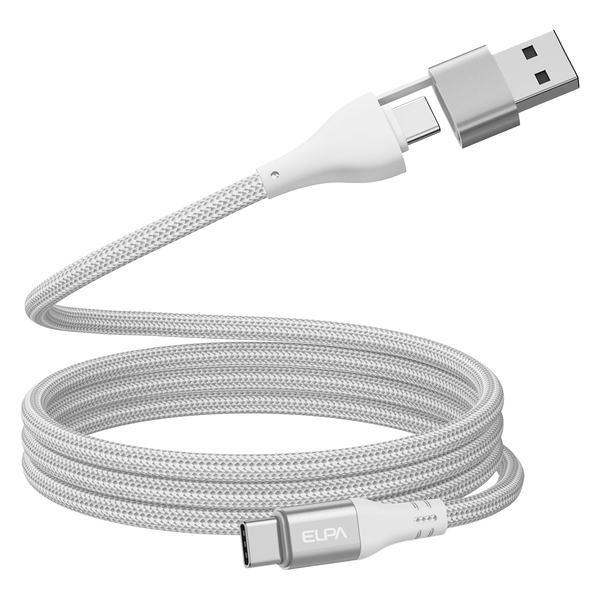 マグピタ マグネットUSBケーブル 丸形 ラウンド PD60W A＆C to C 1.0m ホワイト