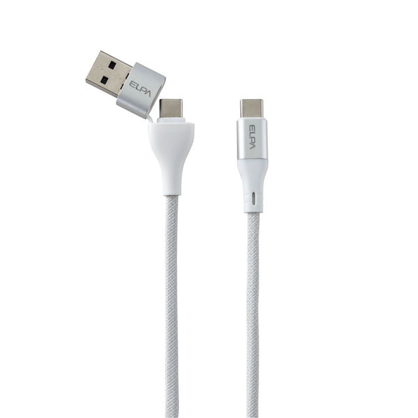 マグピタ マグネットUSBケーブル 丸形 ラウンド PD60W A＆C to C 1.0m ホワイト