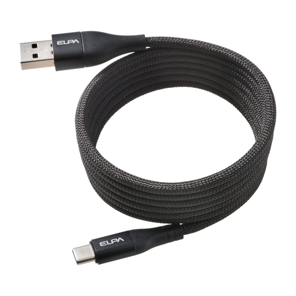 マグピタ マグネットUSBケーブル 丸形 ラウンド PD60W A＆C to C 1.5m ブラック