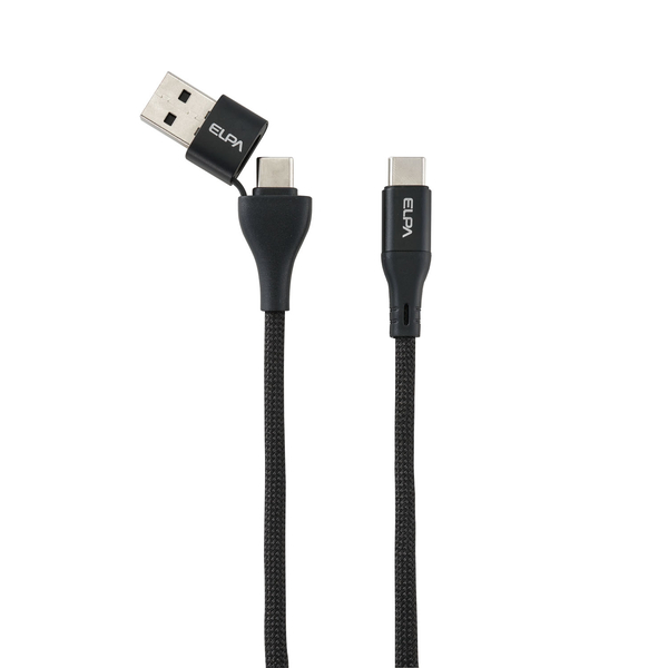 マグピタ マグネットUSBケーブル 丸形 ラウンド PD60W A＆C to C 1.5m ブラック