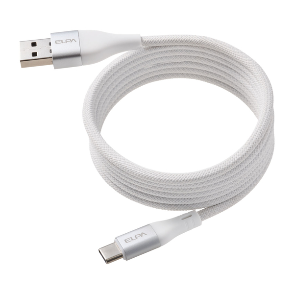 マグピタ マグネットUSBケーブル 丸形 ラウンド PD60W A＆C to C 1.5m ホワイト
