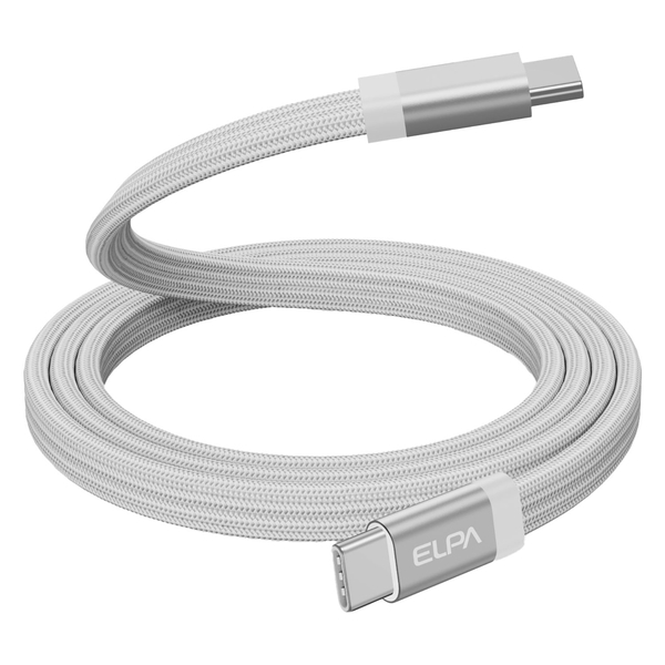 マグピタ マグネットUSBケーブル 平形 フラット PD60W C to C 1.0m ホワイト