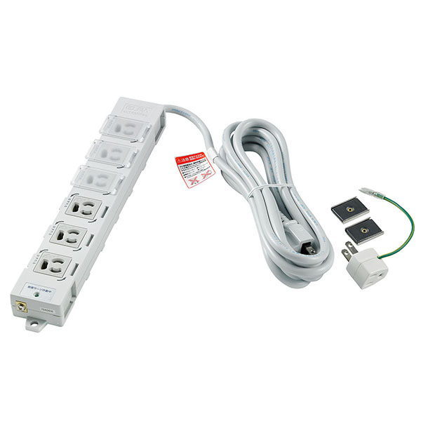 カバー付事務所向けタップ 6個口 耐雷