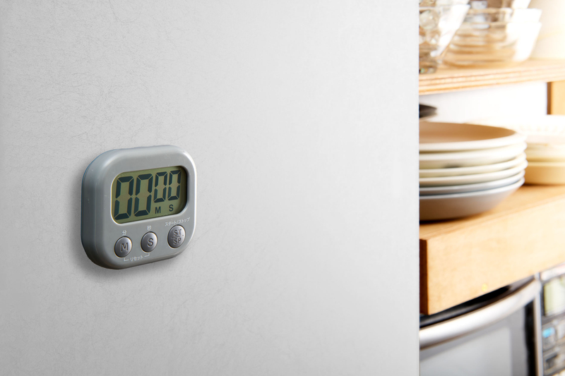 大きく見やすいキッチンタイマー グレー