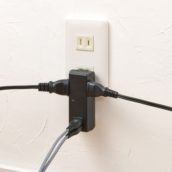 耐雷USBタップ 2個口 2ポート 2.4A